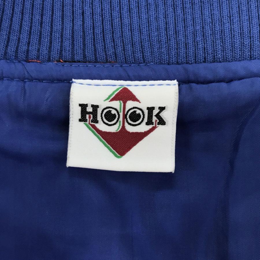 HOOK フック ロゴ刺繍 スタジャン L ブルー系×ホワイト PUレザー