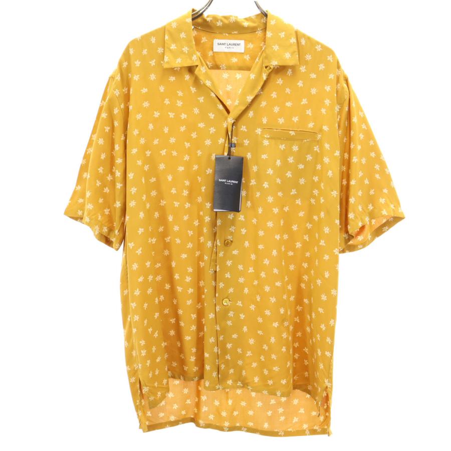 未使用 SAINT LAURENT サンローラン イタリア製 花柄 半袖 オープンカラーシャツ 38 黄土色 531956 Y2C91 メンズ SAINT LAURENT 未使用 サンローラン イタリア製 花柄 半袖 オープン