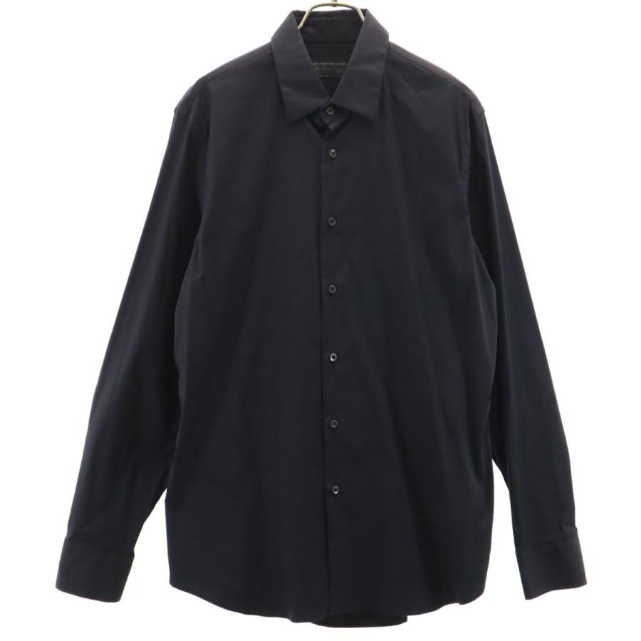 PRADA プラダ イタリア製 長袖 シャツ 40 ブラック ストレッチ メンズ PRADA（プラダ） イタリア製 長袖 シャツ 40 ブラック ストレッチ