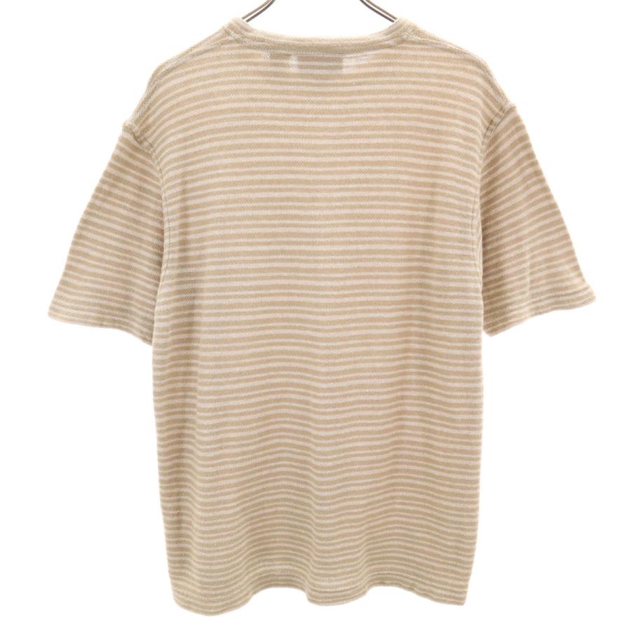 JOSEPH ABBOUD ジョセフアブード リネンブレンド ボーダー柄 半袖 カットソー M ベージュ メンズ 古着 中古 | JOSEPH ABBOUD | 01