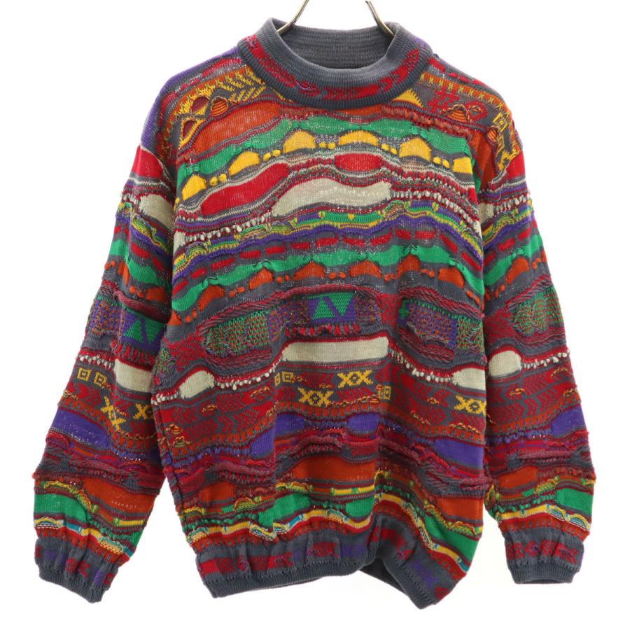 COOGI元ネタ CORSINI Italia カラフルニットセーター 総柄 COOGI クージー オーストラリア製 総柄 長袖 3D ニット 12-14 マルチ