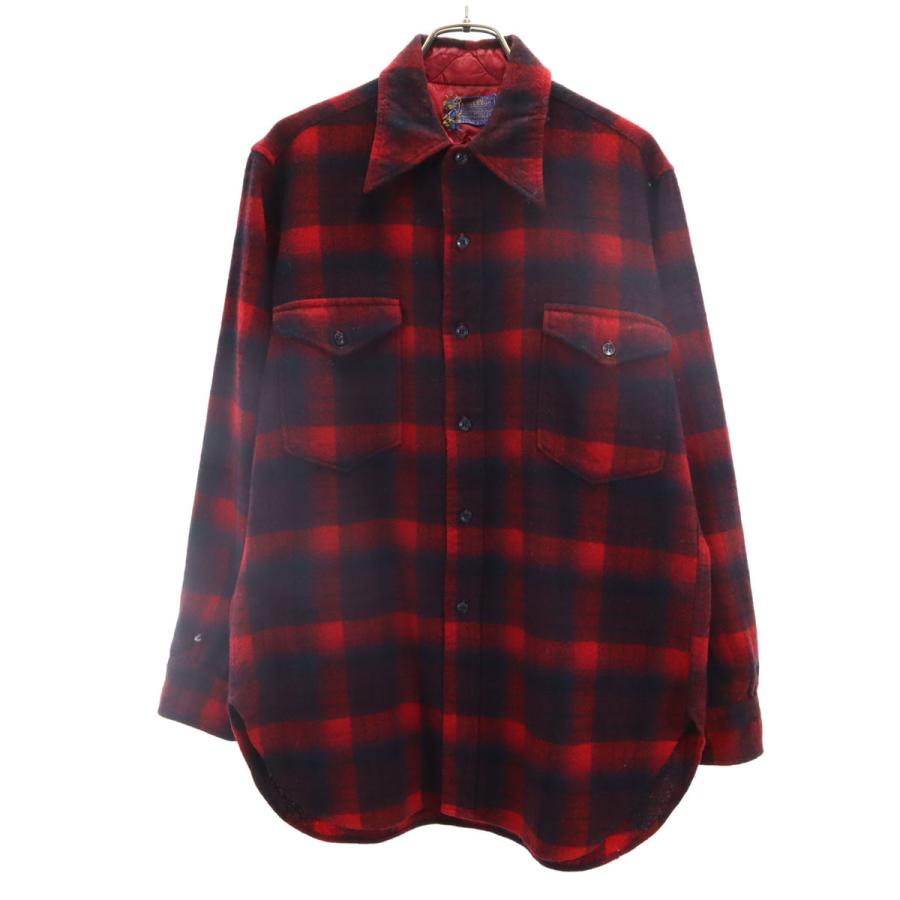 PENDLETON ペンドルトン 70s USA製 ウール ヴィンテージ チェック柄 長袖 シャツ 16 赤系 メンズ PENDLETON（ペンドルトン） 70s USA製 ウール ヴィンテージ チェック柄