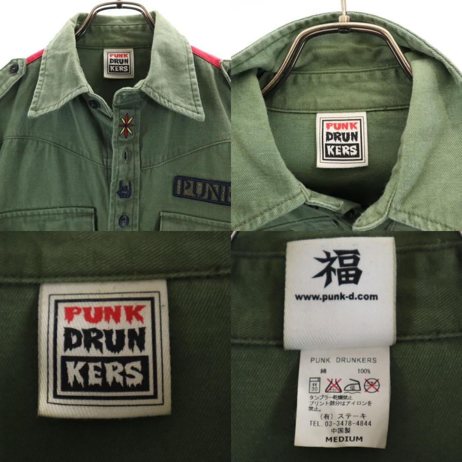 PUNK DRUNKERS（パンクドランカーズ） 長袖 ミリタリーシャツ M カーキ