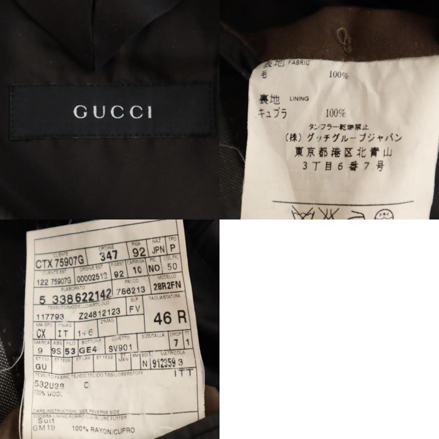 GUCCI グッチ ウール ストライプ柄 スーツ 上下セットアップ 46R グレー メンズ 古着 中古_9