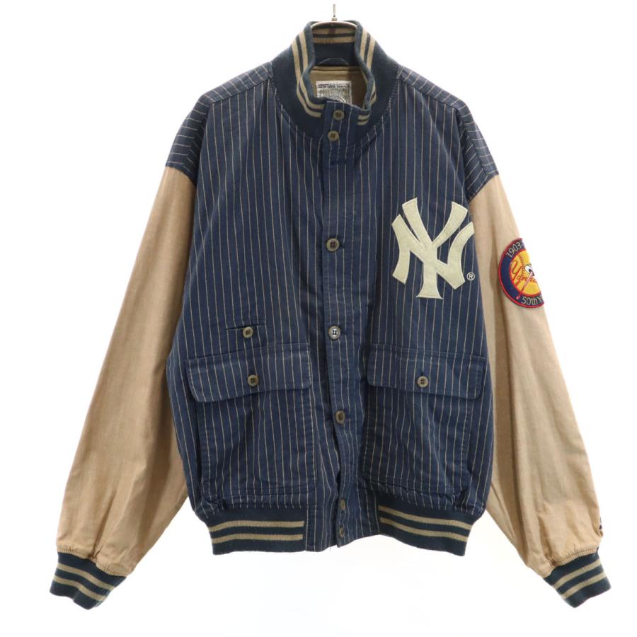 COOPERSTOWN クーパーズタウン コットンリネンブレンド ストライプ柄 ニューヨークヤンキース スタジャン M バック刺繍 メンズ COOPERSTOWN クーパーズタウン コットンリネンブレンド ストライプ柄