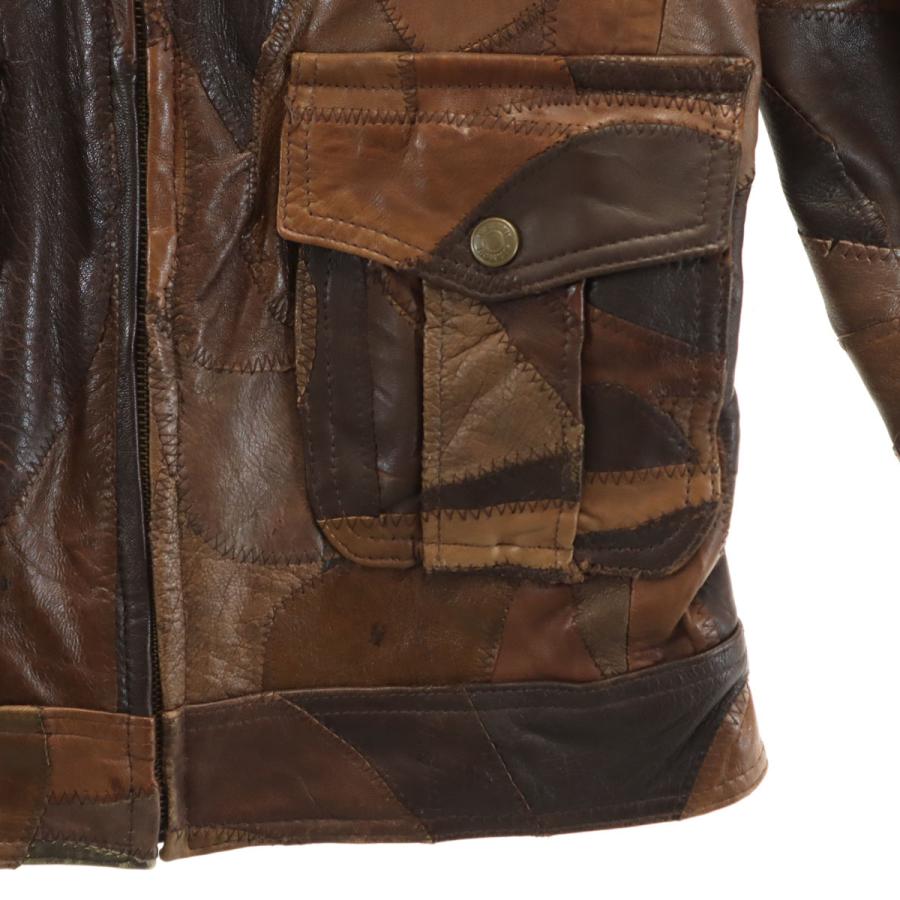 HYSTERIC LEATHER ヒステリックレザー ムートン襟 パッチワーク レザージャケット FREE ブラウン ヒステリックグラマー レディース HYSTERIC LEATHER ヒステリックレザー ムートン襟 パッチワーク レザー