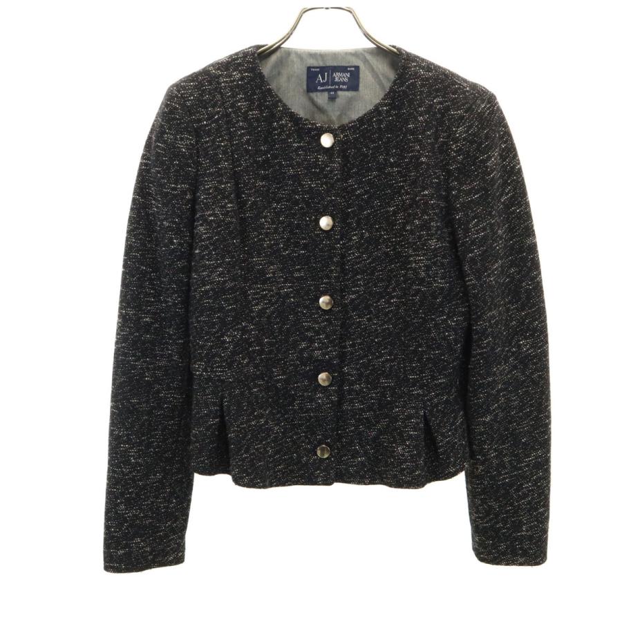 ARMANI JEANS アルマーニジーンズ ノーカラージャケット 42 ブラック系