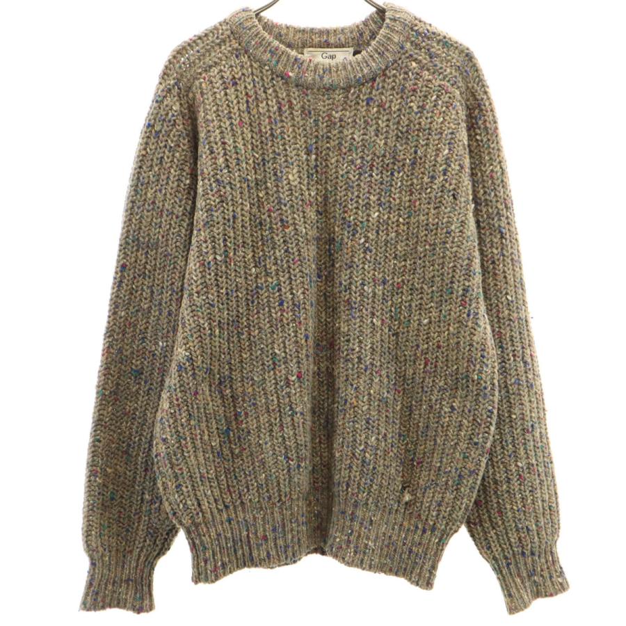 GAP ギャップ 80s オールド ウール100% 長袖 ネップ セーター S グレー系 ニット メンズ GAP（ギャップ） 80s オールド ウール100% 長袖 ネップ セーター S