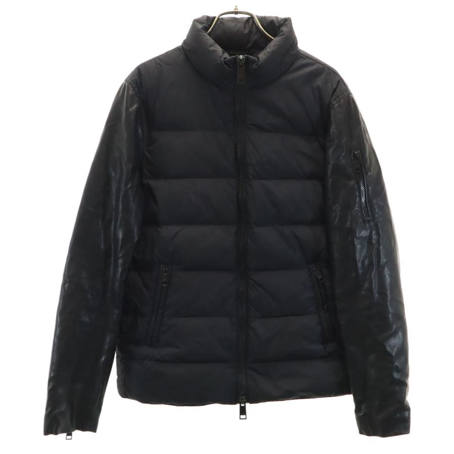 ARMANI EXCHANGE アルマーニエクスチェンジ レザー切替 ダウンジャケット XS ブラック メンズ ARMANI EXCHANGE アルマーニエクスチェンジ レザー切替 ダウン