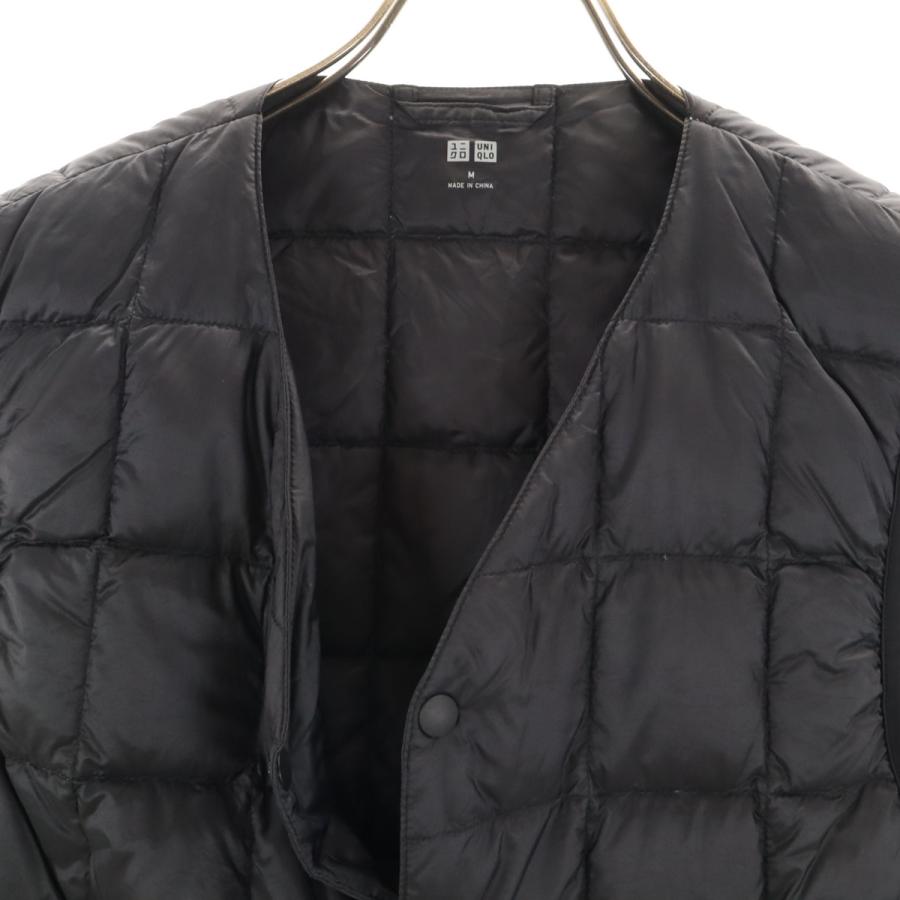 ユニクロ（UNIQLO） Vネック ダウンベスト M ブラック系 メンズ 古着