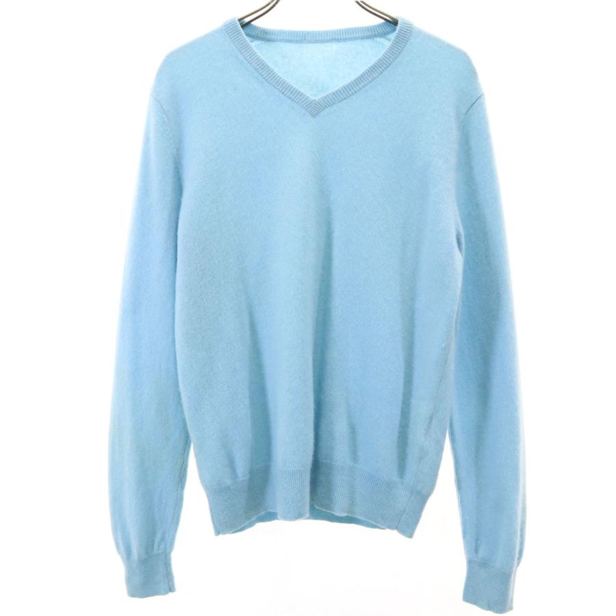 ユニクロ（UNIQLO） カシミヤ100% 長袖 Vネック セーター ブルー