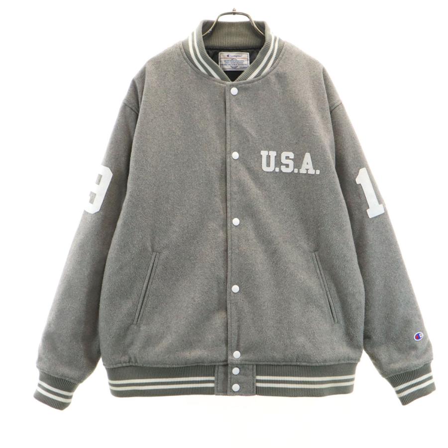 Champion（チャンピオン） スタジャン XL グレー メンズ 古着 中古