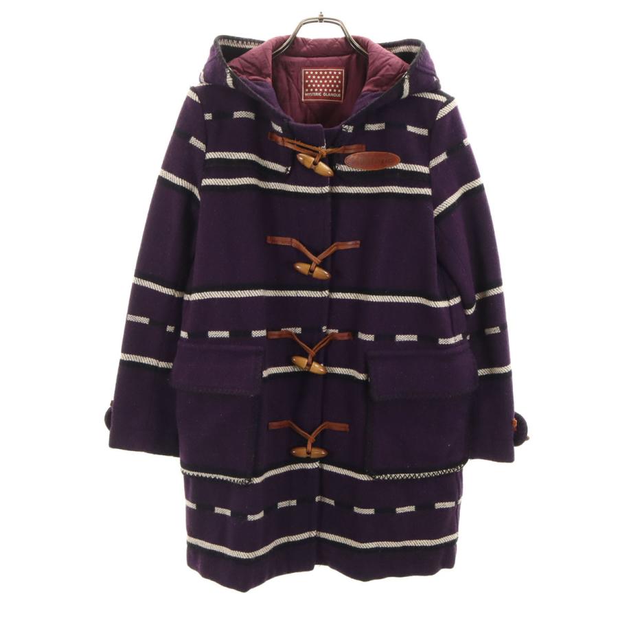 HYSTERIC GLAMOUR ヒステリックグラマー 日本製 ボーダー柄 ダッフルコート FREE パープル 中綿 レディース HYSTERIC GLAMOUR（ヒステリックグラマー） 日本製 ボーダー柄