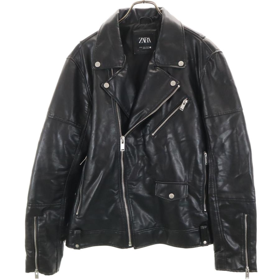【K】ザラ✨️ダブルライダース　ジャケット　フェイクレザー　バイカー　黒 ZARA - ZARA(ザラ) フェイクレザー ダブル ライダースジャケット