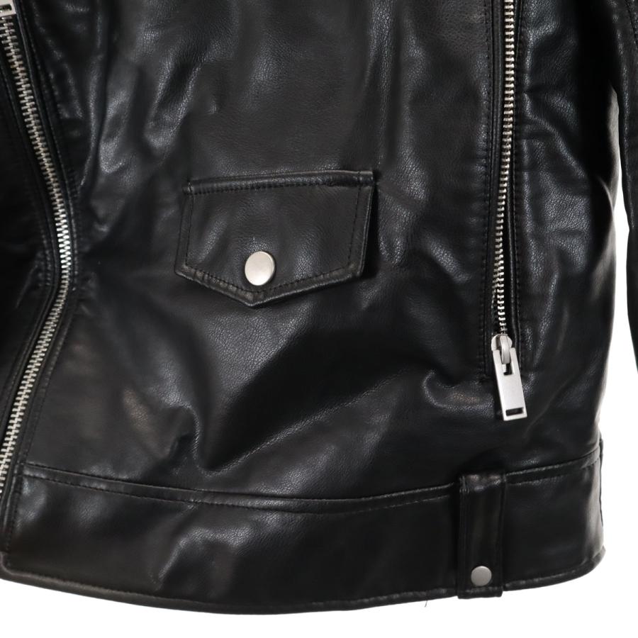 ZARA（ザラ） フェイクレザー ダブルライダースジャケット XL ブラック