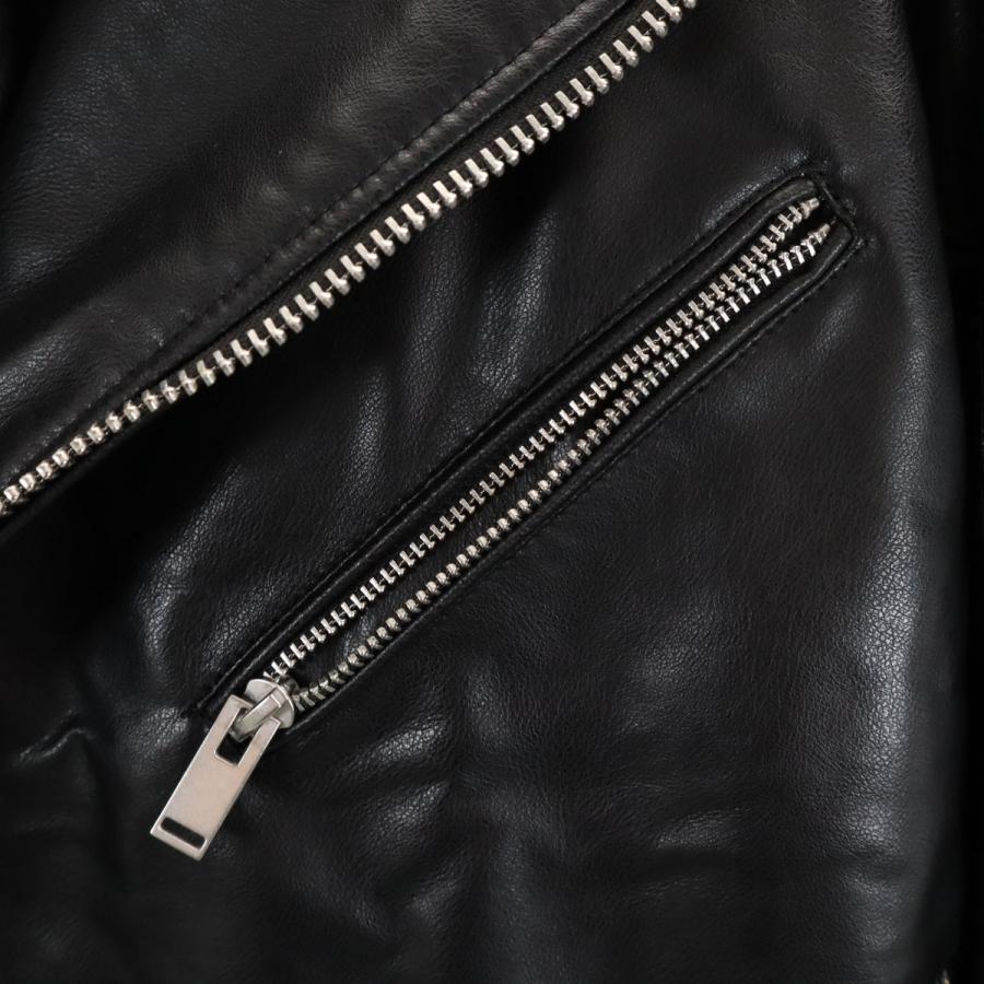 ZARA（ザラ） フェイクレザー ダブルライダースジャケット XL ブラック