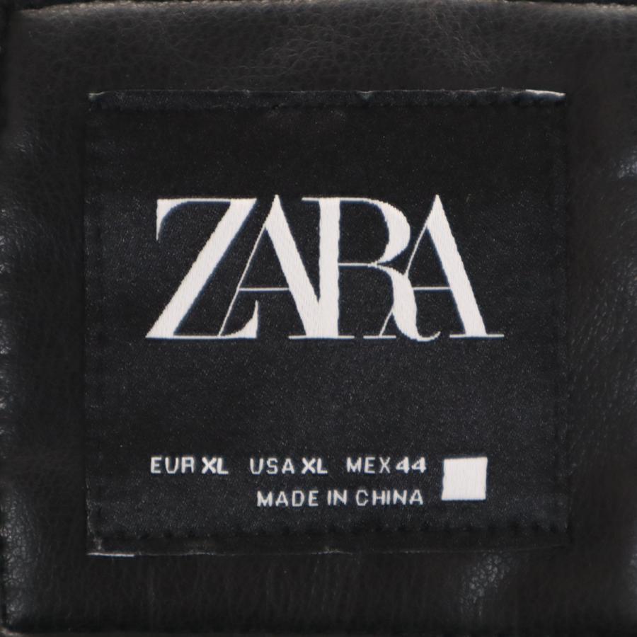 ZARA（ザラ） フェイクレザー ダブルライダースジャケット XL ブラック