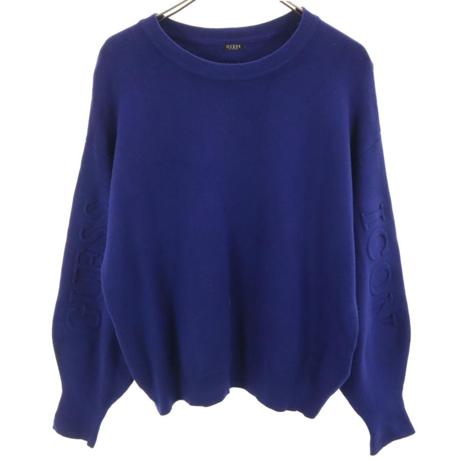 GUESS（ゲス） 長袖 クルーネック セーター S ブルー ニット メンズ