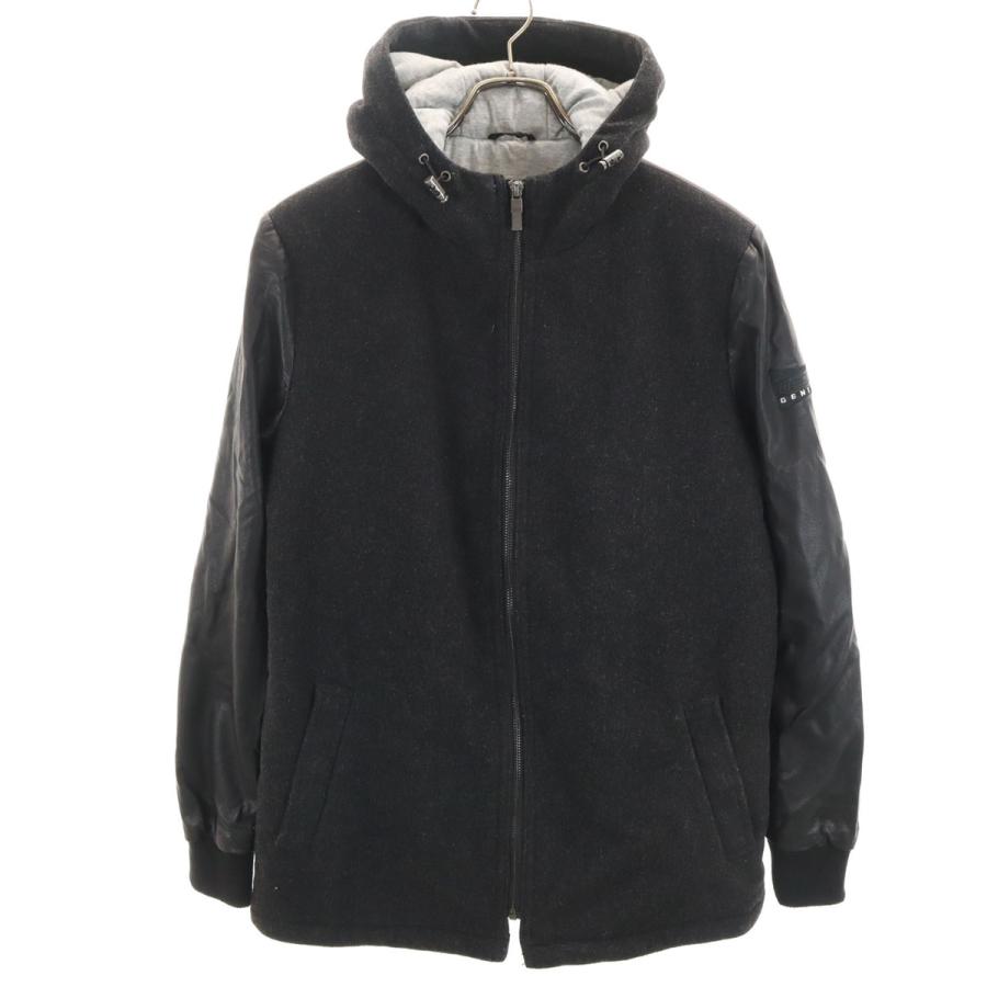 古着 Desigual デシグアル 異素材切り替え ジャケット S ブラック レザーライク袖 メンズ Desigual（デシグアル） 異素材切り替え ジャケット S ブラック レザー