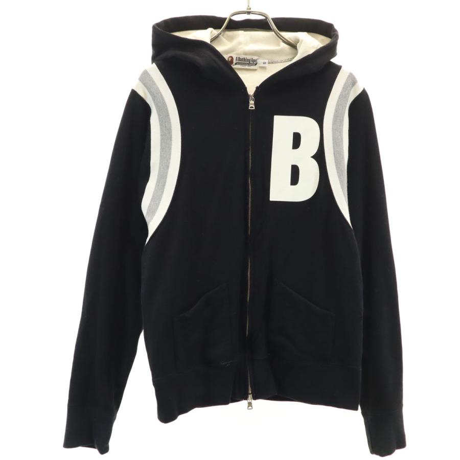 A BATHING APE アベイシングエイプ 日本製 長袖 スウェット ジップパーカー S ブラック レディース A BATHING APE（アベイシングエイプ） 日本製 長袖 スウェット ジップ