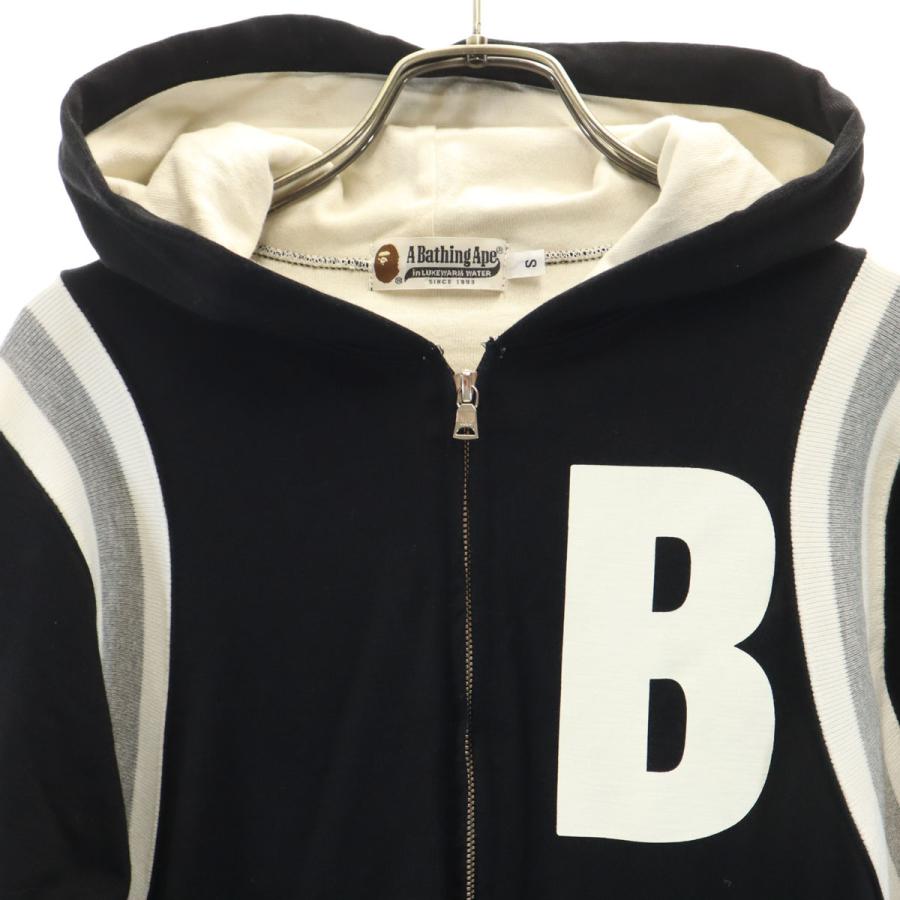 古着 A BATHING APE アベイシングエイプ 日本製 長袖 スウェット ジップパーカー S ブラック レディース A BATHING APE（アベイシングエイプ） 日本製 長袖 スウェット ジップ