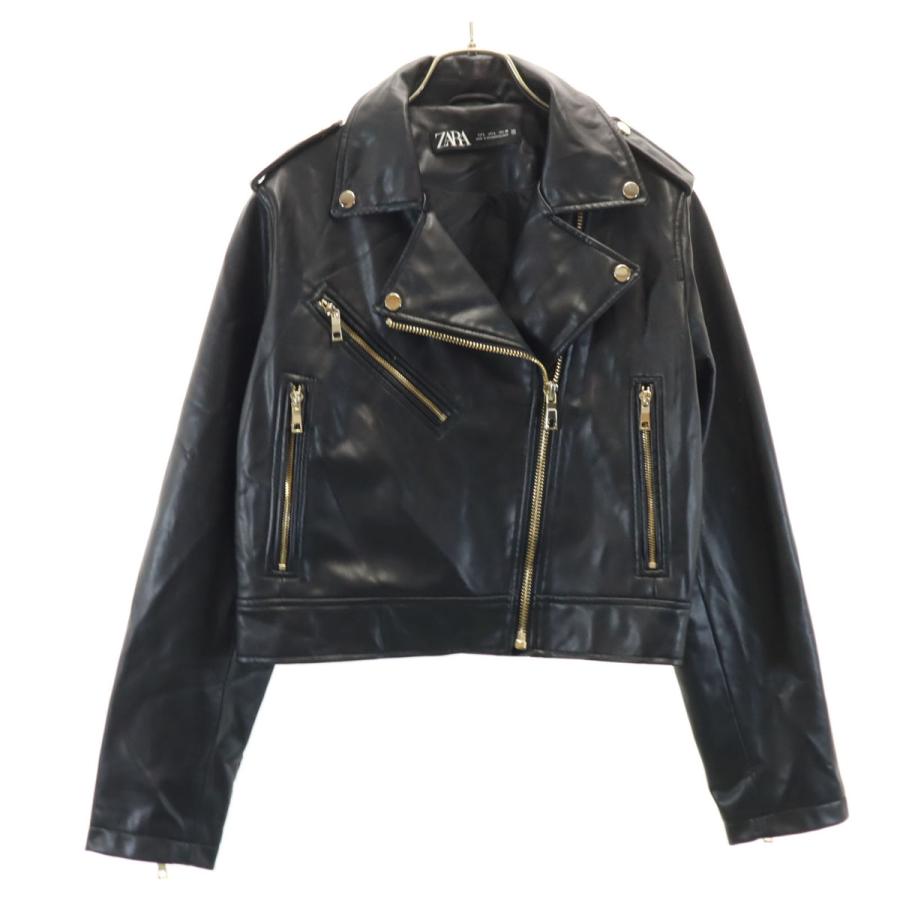 ZARA（ザラ） フェイクレザー ダブルライダースジャケット L ブラック