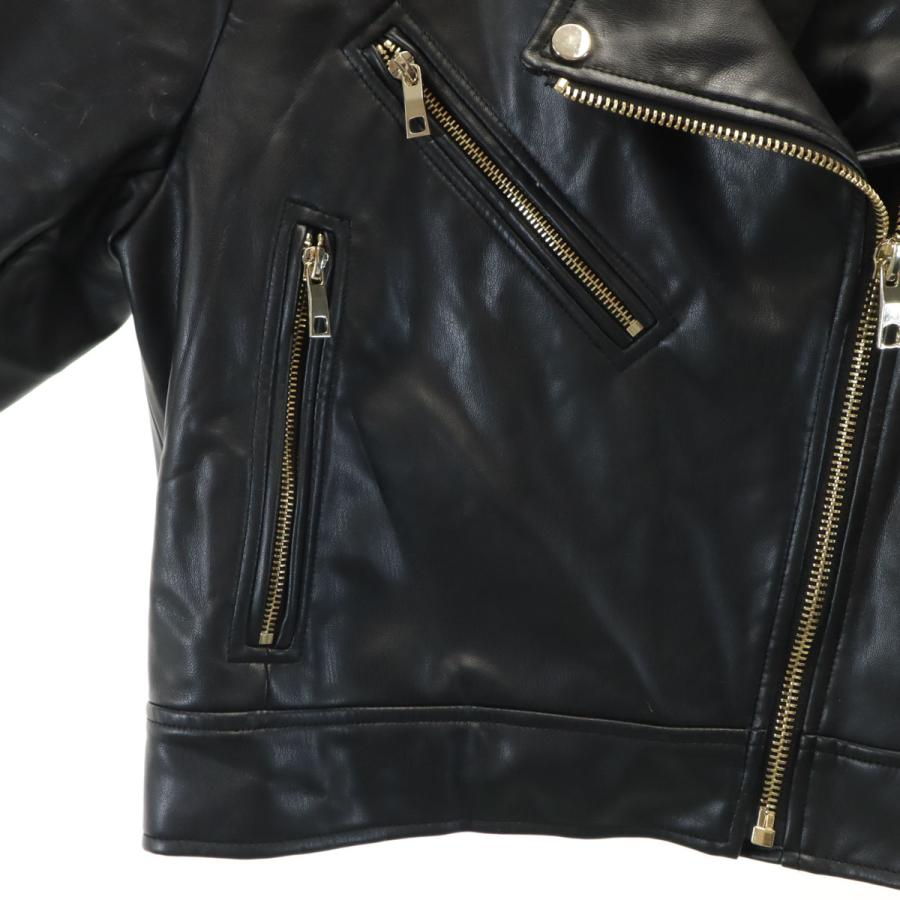 ZARA（ザラ） フェイクレザー ダブルライダースジャケット L ブラック