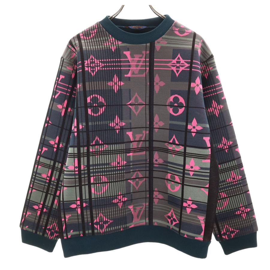 美品 LOUIS VUITTON ルイヴィトン イタリア製 モノグラム 長袖 ジャカード スウェット トレーナー M チャコールグレー HKY75WZRW メンズ LOUIS VUITTON（ルイ・ヴィトン） 美品 イタリア製 モノグラム 長袖