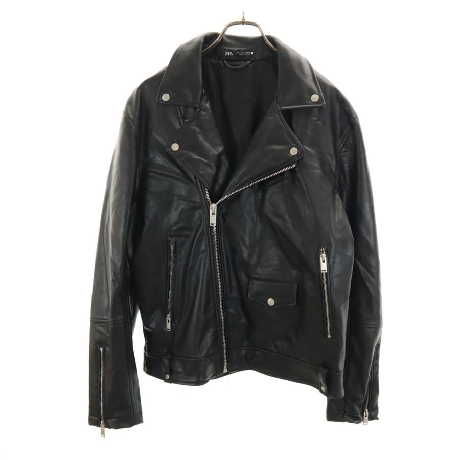 ZARA（ザラ） 美品 フェイク レザージャケット L ブラック メンズ 古着