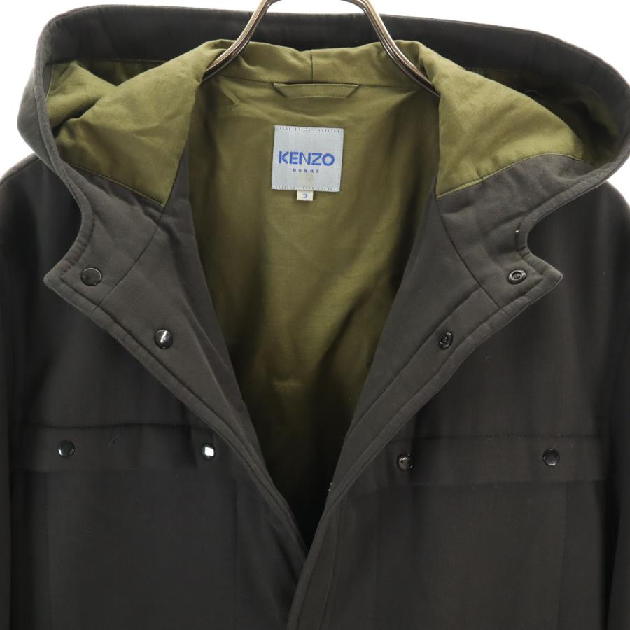 古着 KENZO HOMME ケンゾーオム 90s 日本製 オールド フーデッド コート 3 チャコールブラック メンズ KENZO HOMME ケンゾーオム 90s 日本製 オールド フーデッド コート 3