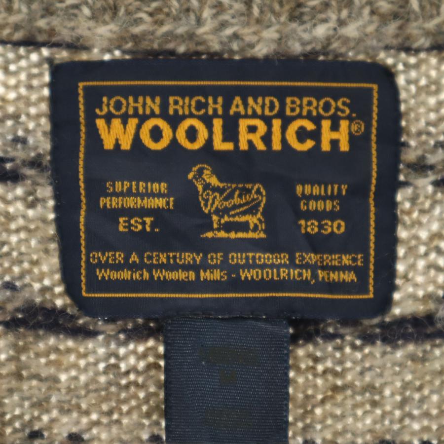 WOOLRICH（ウールリッチ） 総柄 長袖 Vネック セーター M カーキ