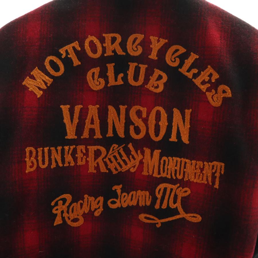 VANSON（バンソン） ウールブレンド チェック スタジャン M レッド
