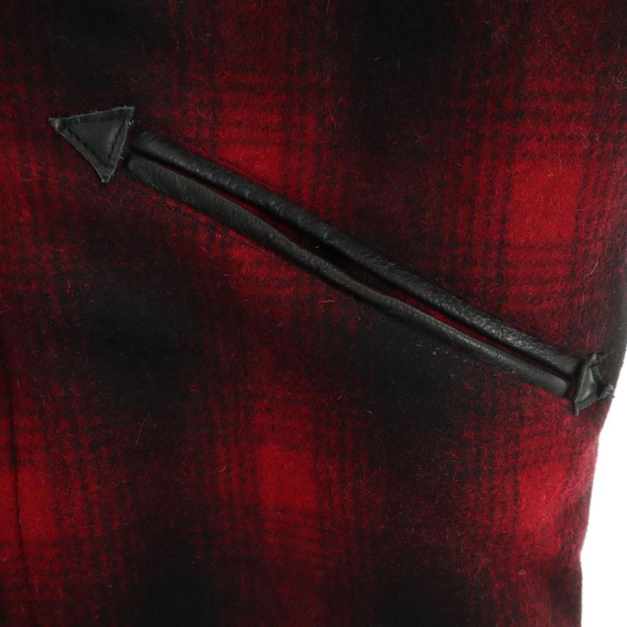 VANSON（バンソン） ウールブレンド チェック スタジャン M レッド