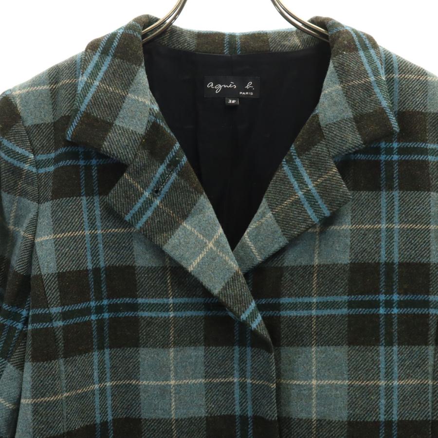 agnes b.（アニエスベー） チェック柄 チェスターコート 38 ブルー