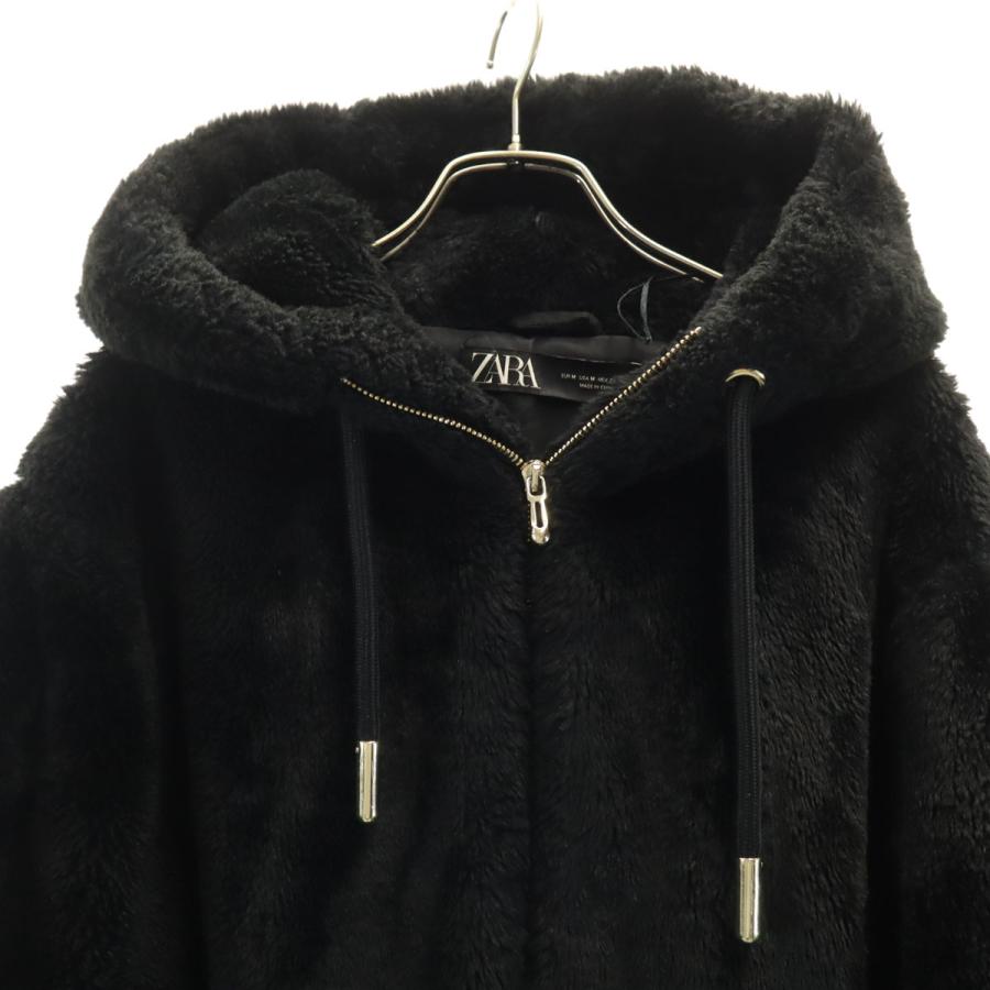 ZARA（ザラ） フェイクファー ブルゾン M ブラック レディース 古着
