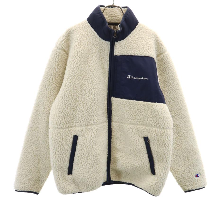 Champion（チャンピオン） フリースジャケット L ホワイト メンズ 古着 