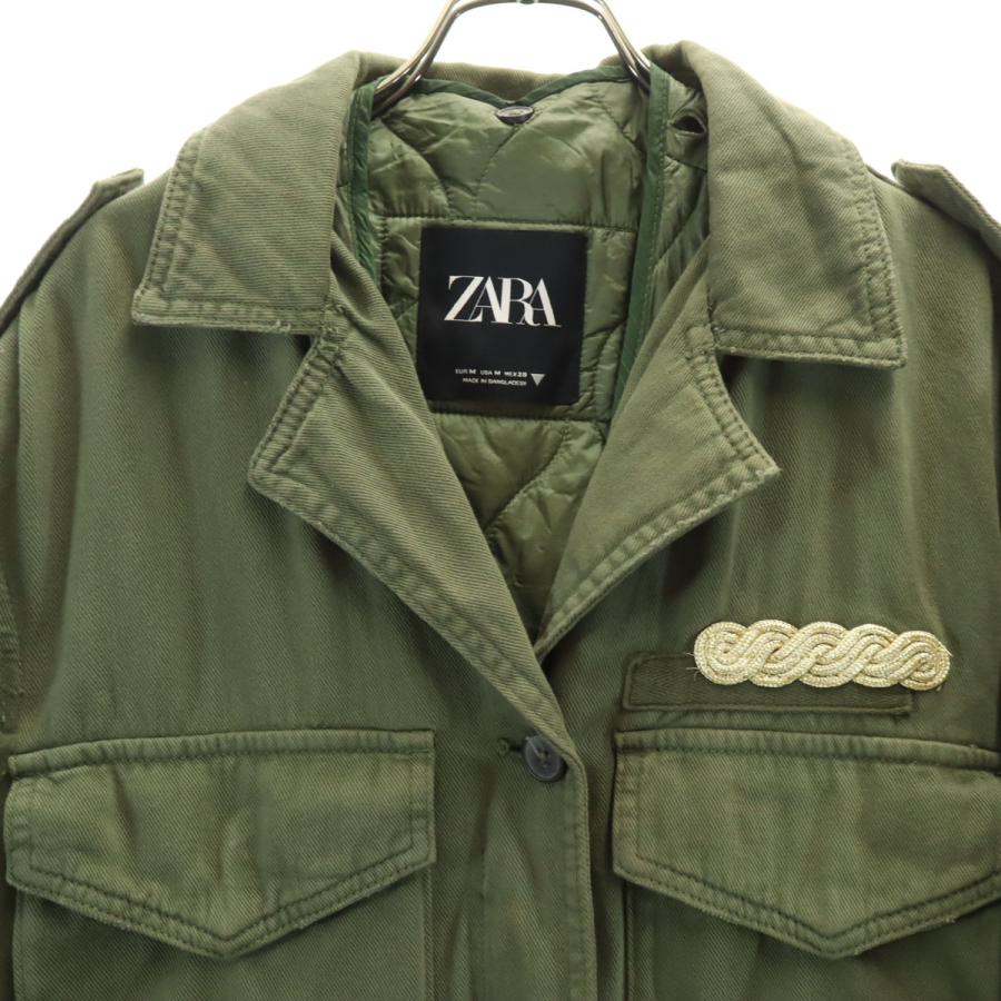 ZARA（ザラ） ミリタリージャケット M カーキ ライナー付き レディース 