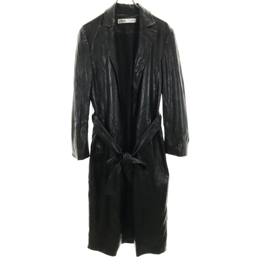 ZARA（ザラ） フェイクレザー ロングコート M ブラック レディース