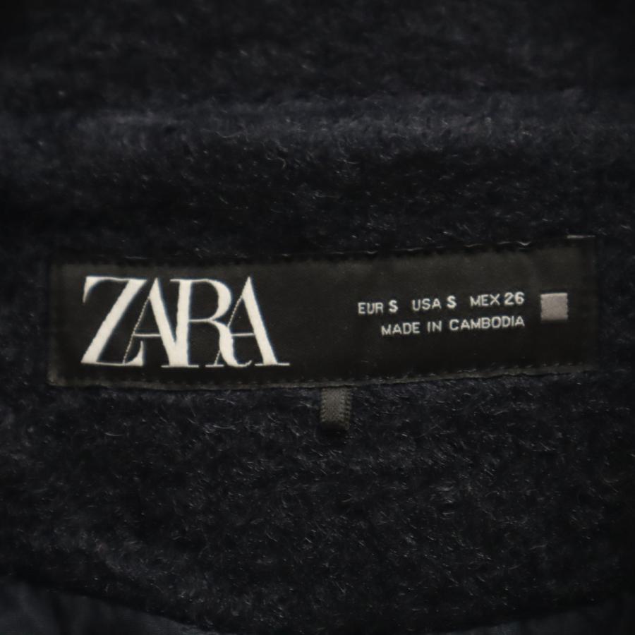 ZARA（ザラ） 美品 ブークレ ジャケット S ネイビー ダブルブレスト