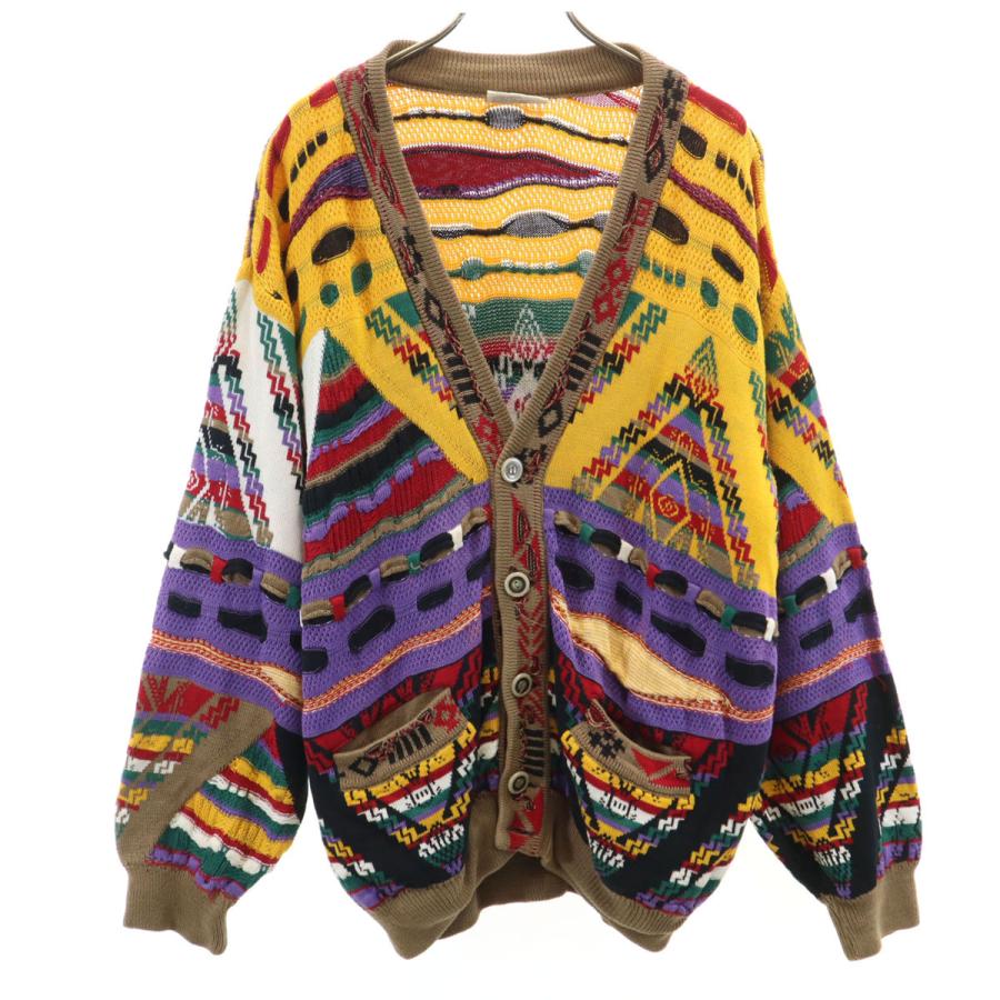 COOGI クージー 90s オーストラリア製 オールド 長袖 3D ニットカーディガン S マルチ メンズ COOGI クージー 90s オーストラリア製 オールド 長袖 3D ニット