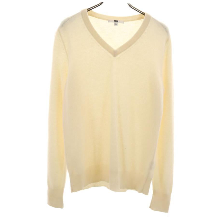ユニクロ（UNIQLO） カシミヤ100％ 長袖 Vネック セーター L 