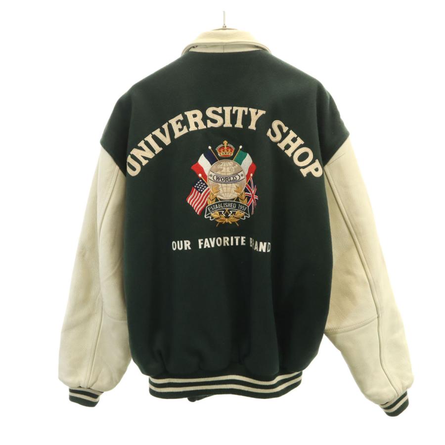 UNIVERSITY SHOP ユニバーシティショップ バック刺繍 牛革レザー切替