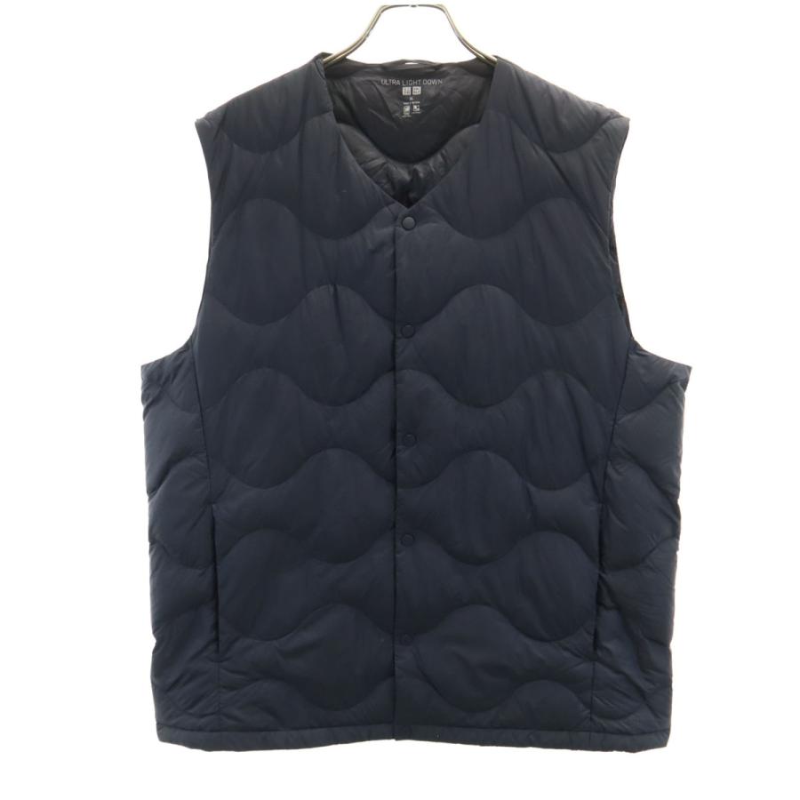 ユニクロ（UNIQLO） ウルトラライト ダウンベスト XL ネイビー 収納袋
