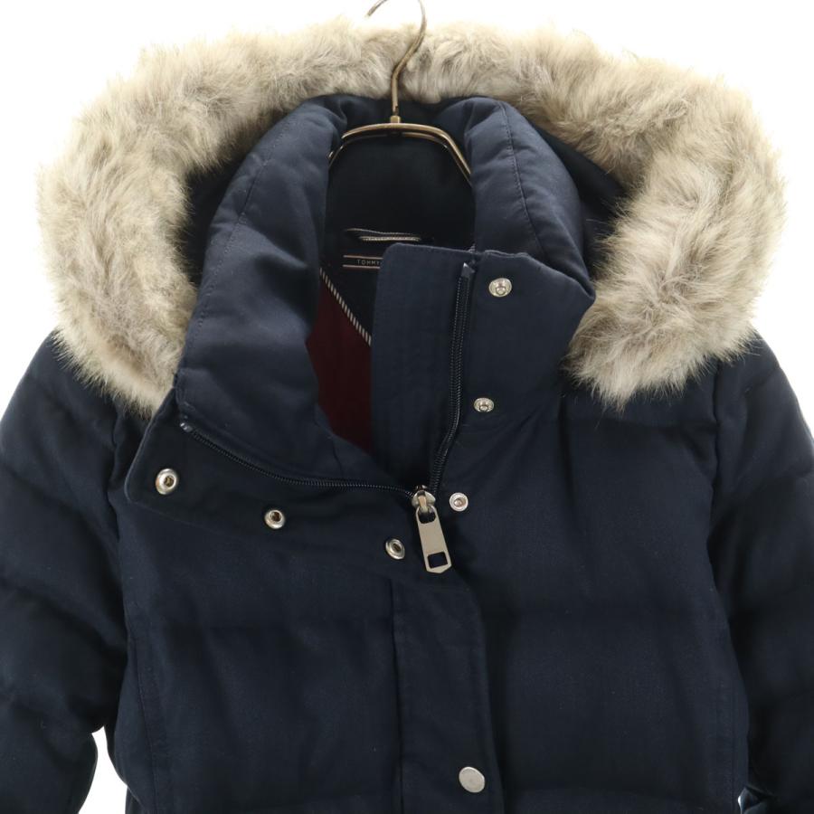 【美品】 トミーヒルフィガー ダウン ジャケット ジャンパー レディース 紺 Ｌ トミー・ヒルフィガー(Tommy Hilfiger) レディースダウンジャケット