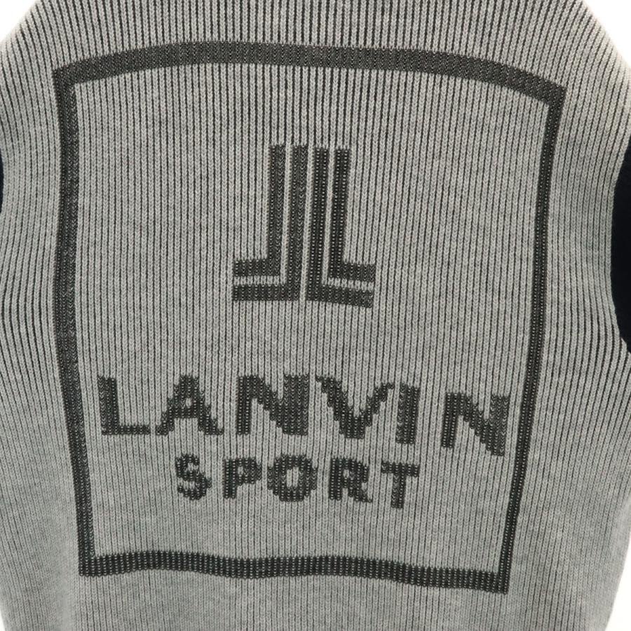 古着 LANVIN SPORT ランバンスポール バックロゴ ニットジャケット 40 グレー メンズ LANVIN SPORT（ランバンスポール） バックロゴ ニットジャケット 40