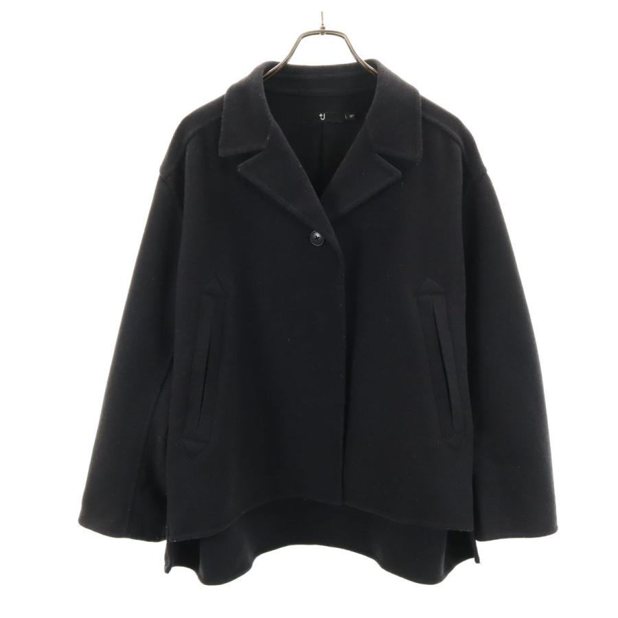 完売 ユニクロ プラスJ 黒 Lサイズ ダブルフェイススタンドカラー 
