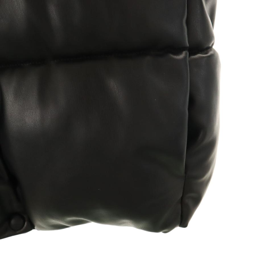 ZARA（ザラ） フェイクレザー 中綿ベスト L ブラック レディース 古着