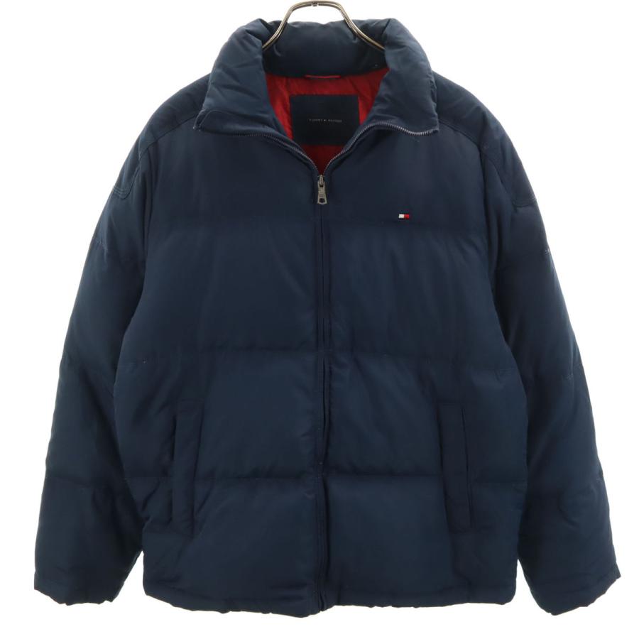 メル98157 TOMY ネイビー ダウンジャケット トミー ヒルフィガー TOMMY HILFIGER サテンダウンフーデッド