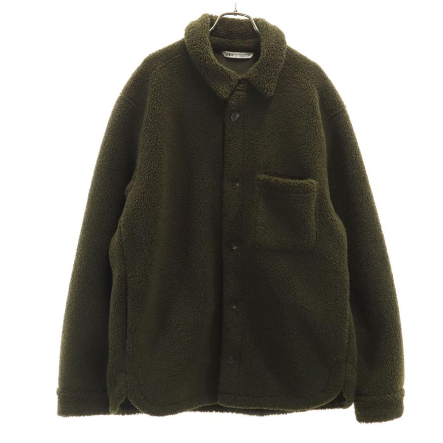 ZARA（ザラ） ボア シャツジャケット L-XL カーキ メンズ 古着 中古