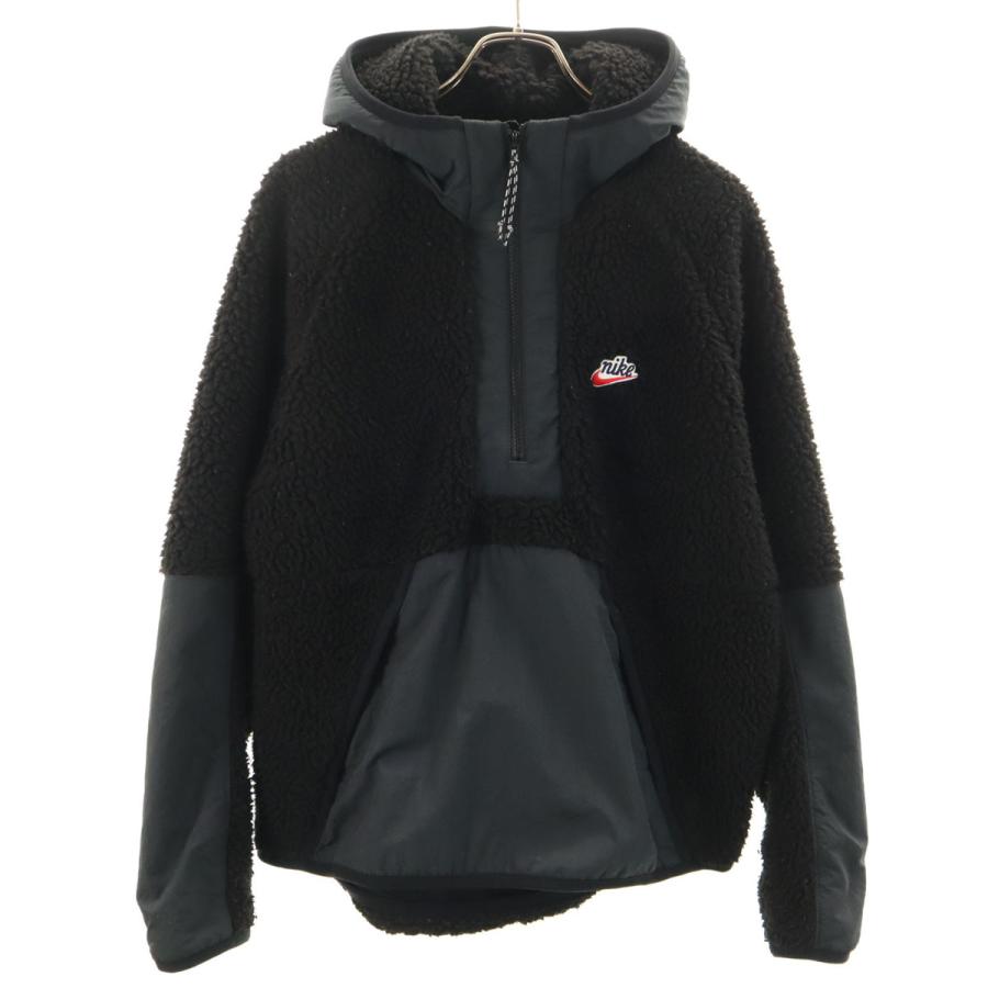 M★NIKE ナイキ ハーフジップ ボアパーカー ボアジャケット プルオーバー NIKE（ナイキ） ハーフジップ ボアジャケット M ブラック プルオーバー